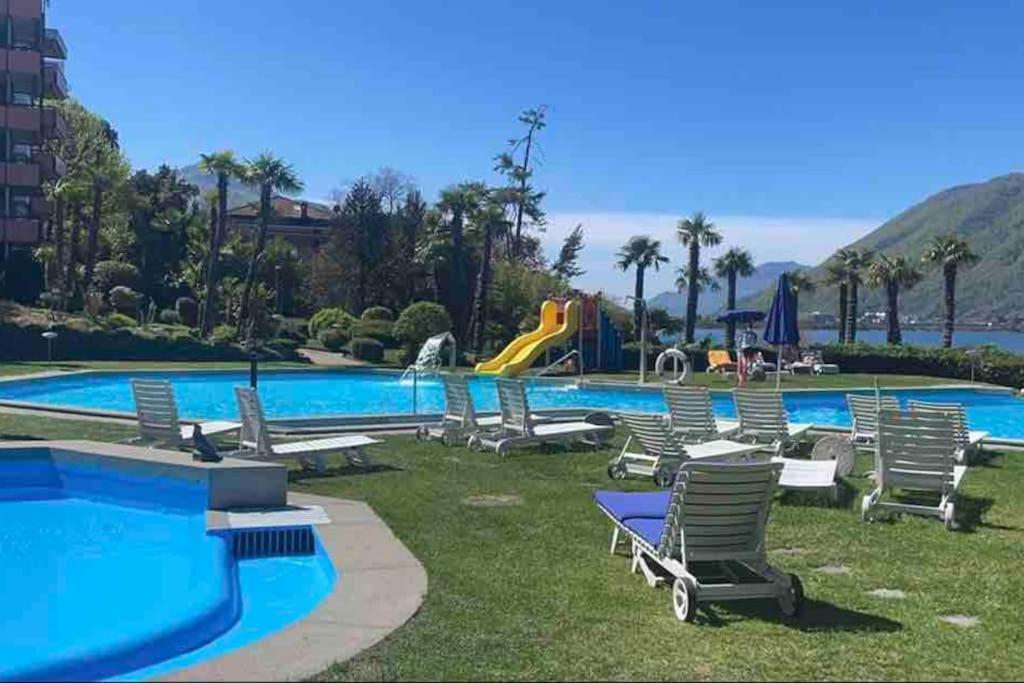 Appartamento Con Piscina E Sauna Bissone Buitenkant foto